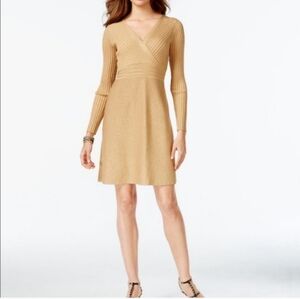 INC International Concepts Gold Long Sleeve Dress Like New!🥰😍🤩